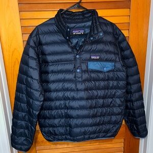 Patagonia Down Snap-T Pullover, navy - mens size small